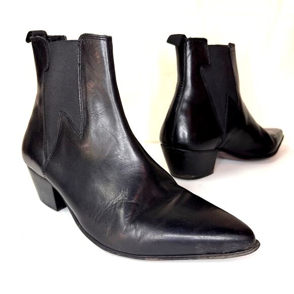 ASOS Western Chelsea Boots Size 9 Leather Festival Boho Biker - Picture 1 of 12